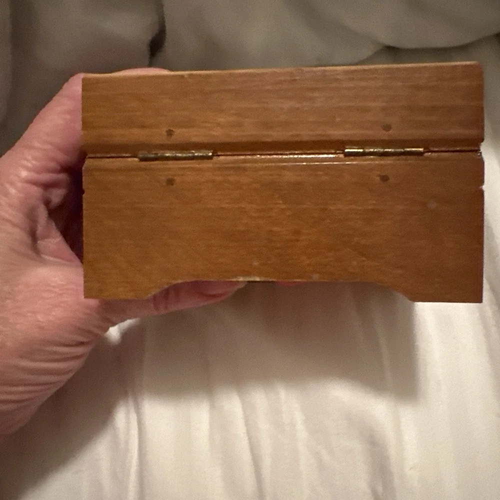Vintage Reuge Swiss Music Box Wooden Jewelry Trinket Box Working Edelweiss Tune